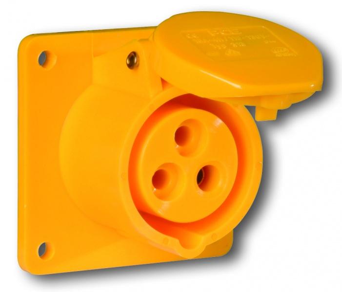 PCE WCD inbouw CEE 16A - 110V 3P - IP44 - 4h - geel